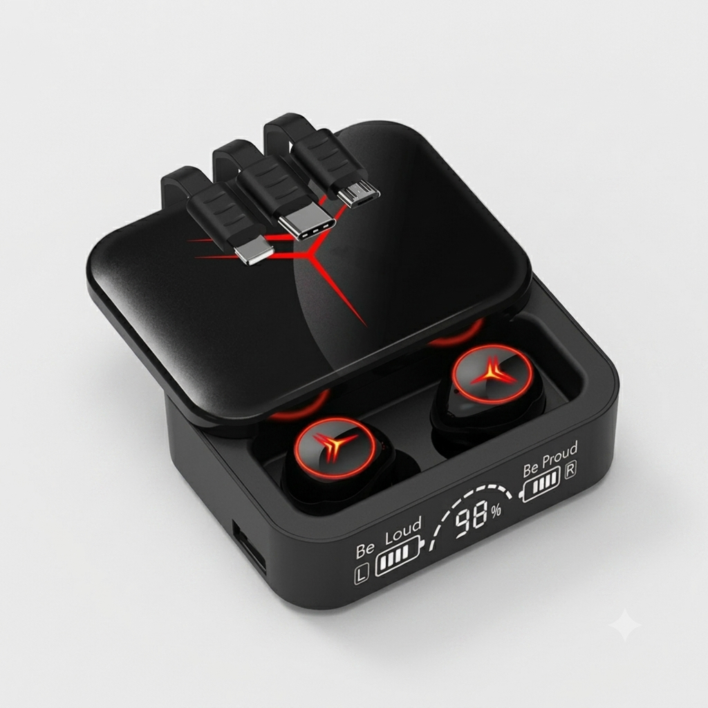 M88 Plus TWS Wireless Earbuds | Bluetooth 5.1, 9D HIFI Stereo, LED Display & Power Bank | Low Latency Gaming Earphones with Type-C