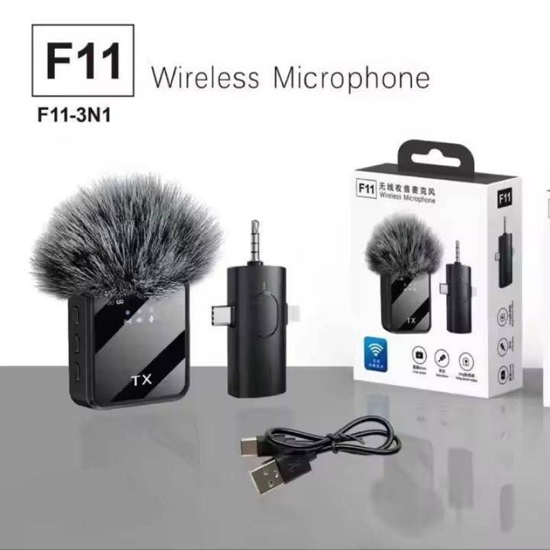 F11 Wireless Lavalier Microphone – Single Mic with ANC, Echo & Wind Muff