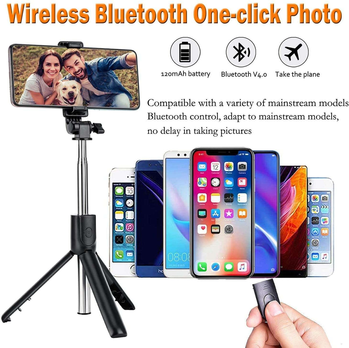 3-in-1 Wireless Selfie Stick & Tripod Stand (R1 / R1S) with Bluetooth Remote | Extendable Monopod for TikTok, Vlogging & Travel