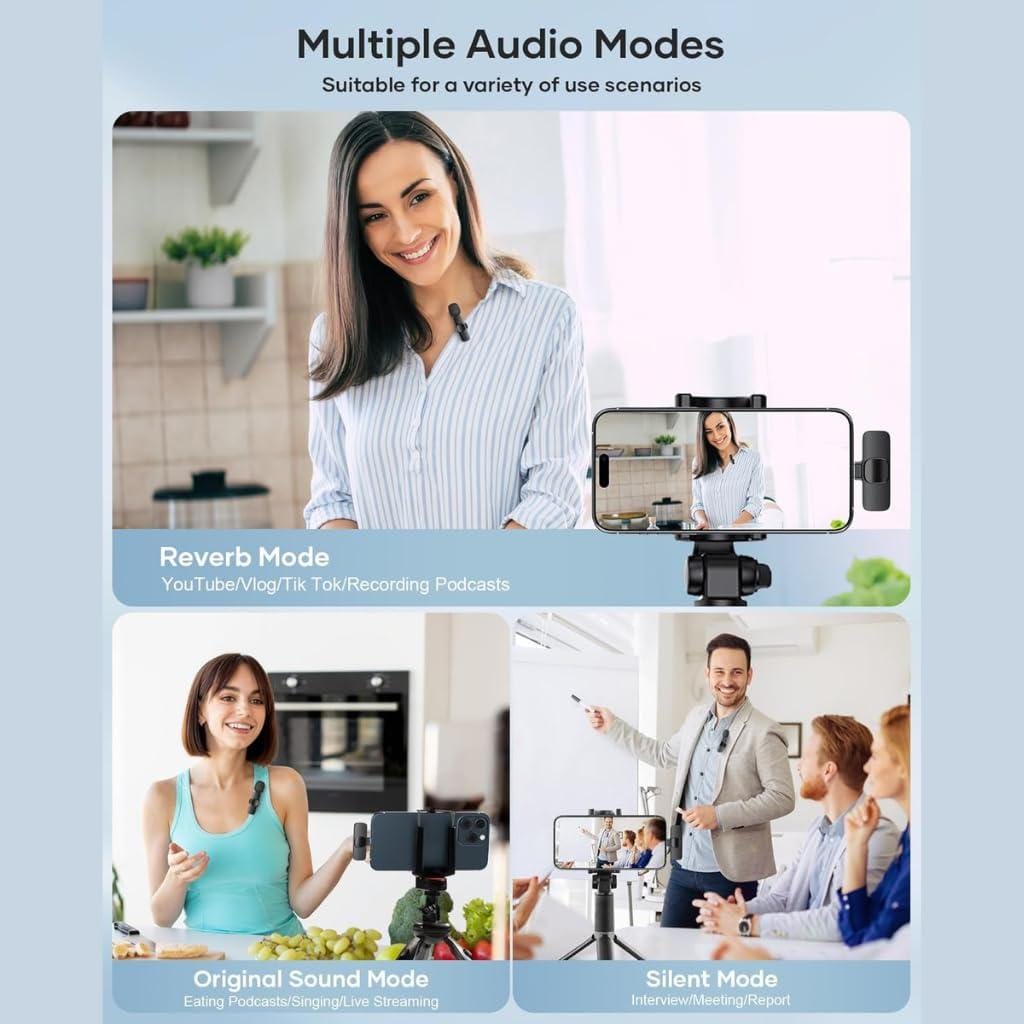 K9 Dual Wireless Lavalier Microphone – 3 Connectors for iPhone, Type-C & Android