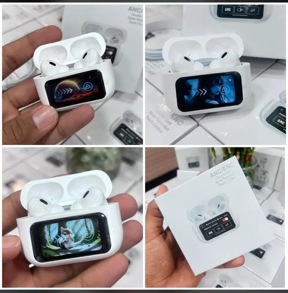 A9 Pro 2 Wireless Earbuds with LCD Touchscreen Display – Bluetooth 5.3, ANC, 32H Battery