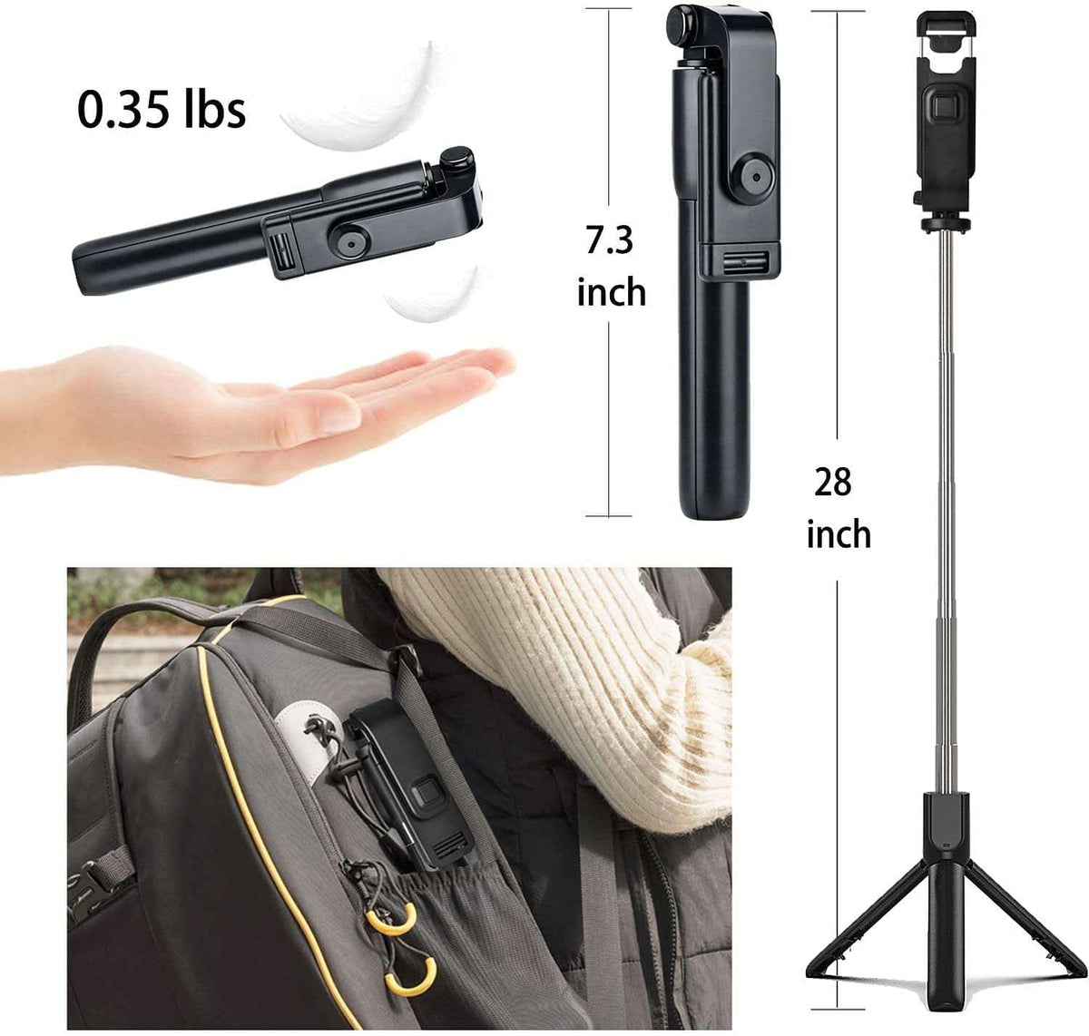 3-in-1 Wireless Selfie Stick & Tripod Stand (R1 / R1S) with Bluetooth Remote | Extendable Monopod for TikTok, Vlogging & Travel