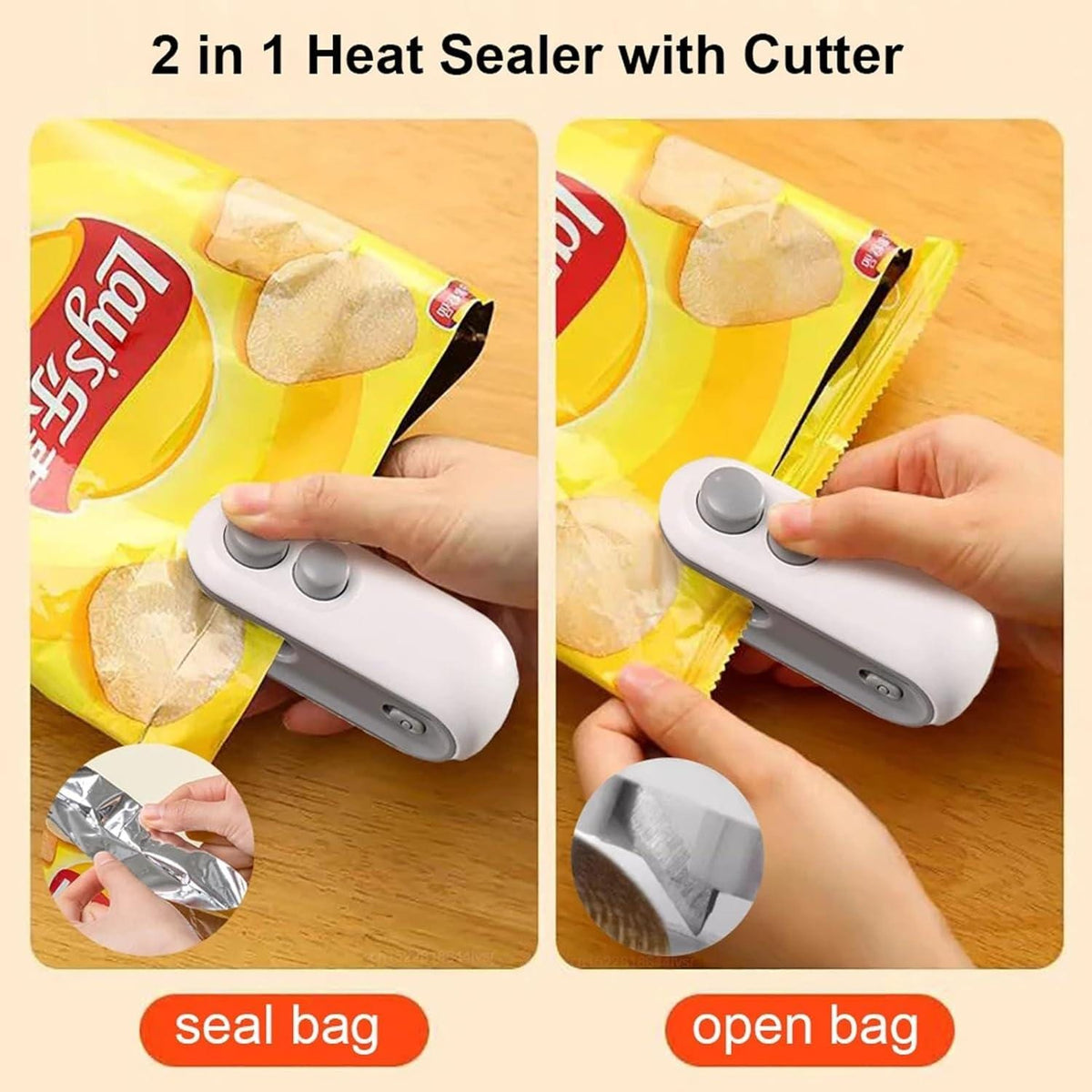 Mini Rechargeable Food Bag Sealer with Cutter – Portable Heat Sealing Machine